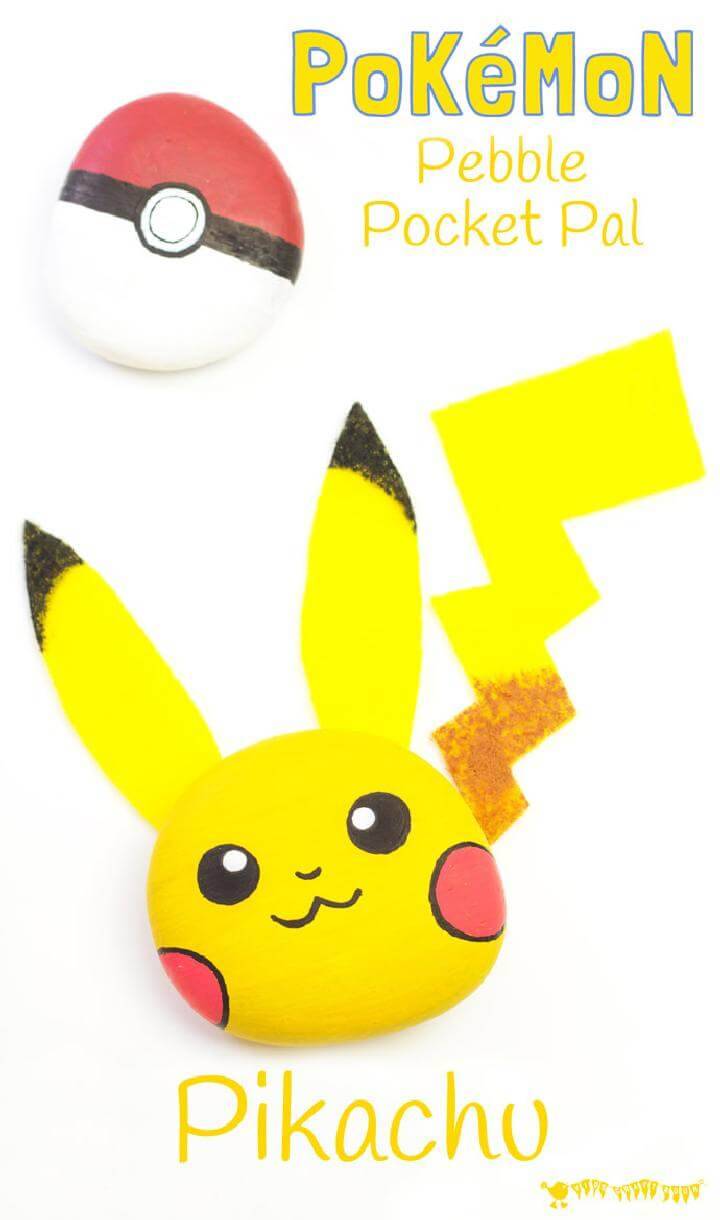 DIY Pikachu Pebble Pokemon Craft
