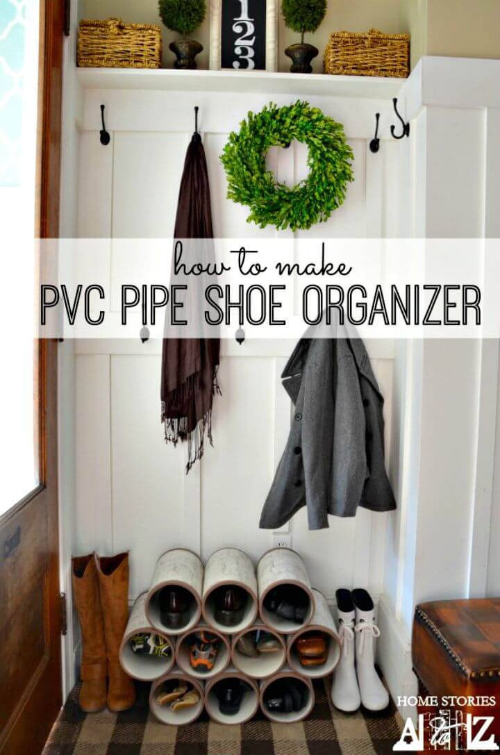 Easy DIY PVC Pipe Entryway Shoe Organizer Tutorial