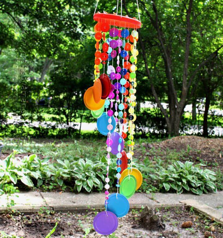 How To Make a Rainbow Button Wind Chime Tutorial