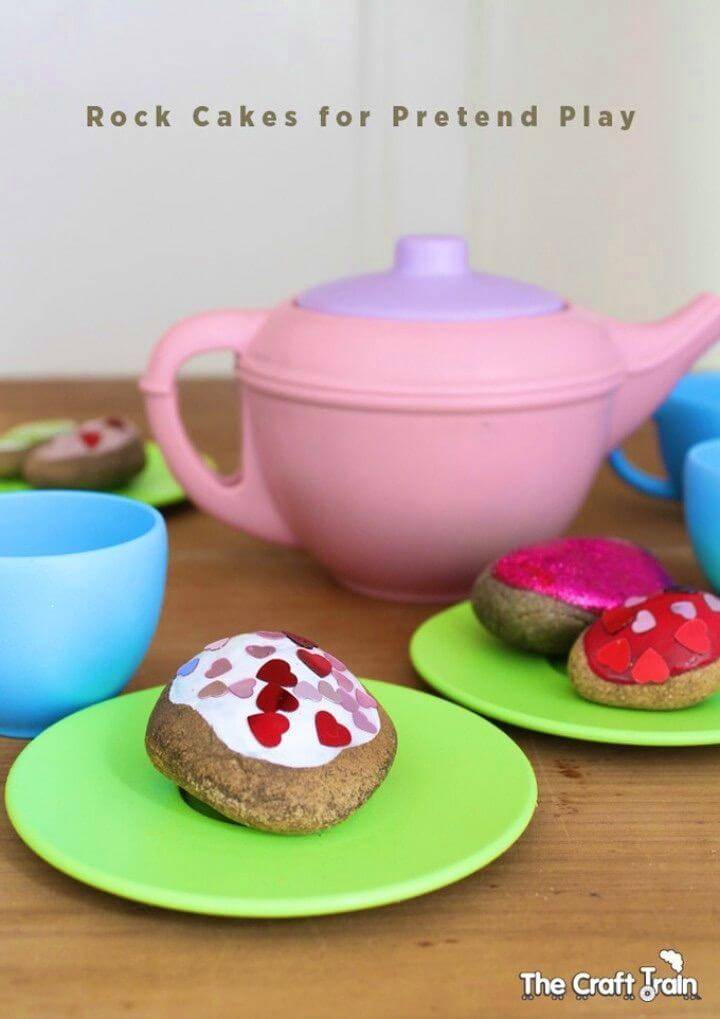 DIY Rock Cakes for Pretend Play, Painted Rock Kids Crafts, Painted Rock Food Items, Painted Rock Kids Toys