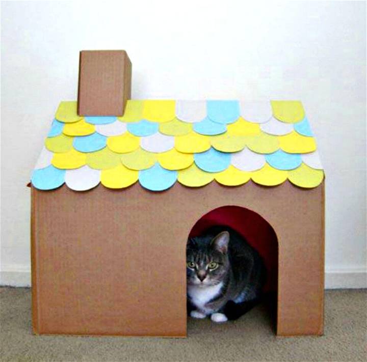 DIY Shingled Cat House Cardboard