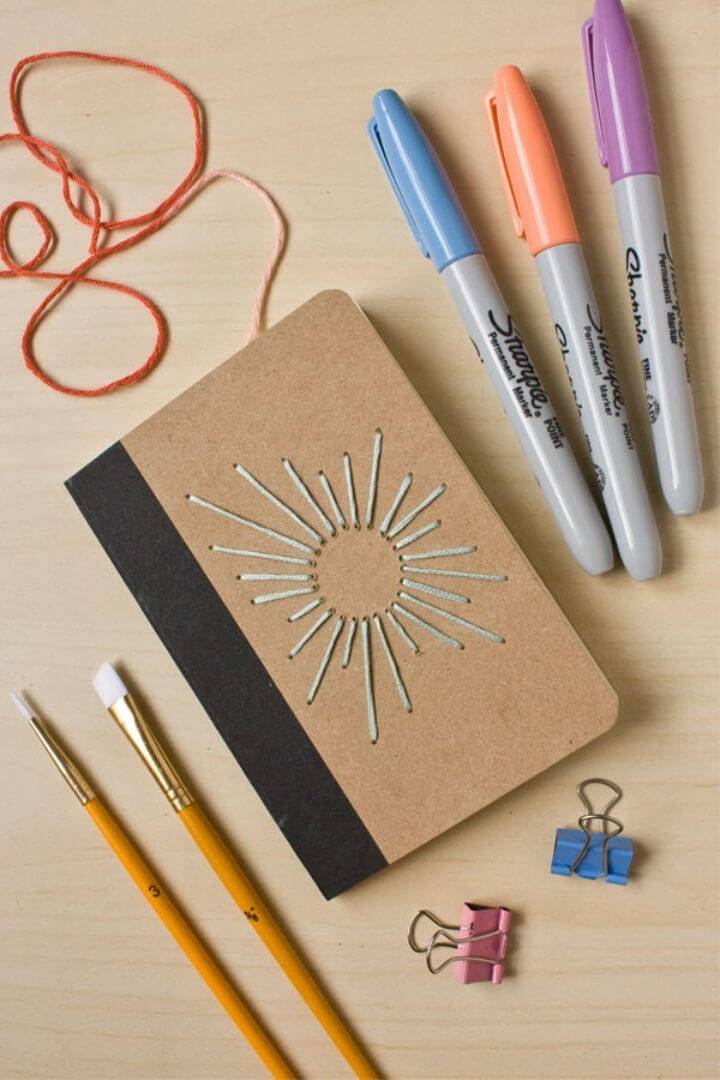 DIY Sunburst Embroidered Notebook