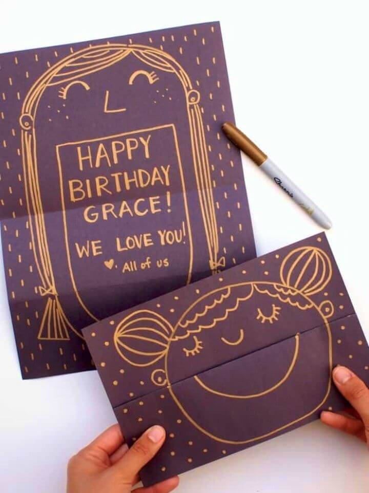 DIY Surprise Smiling Face Birthday Cards, how to make a birthday card