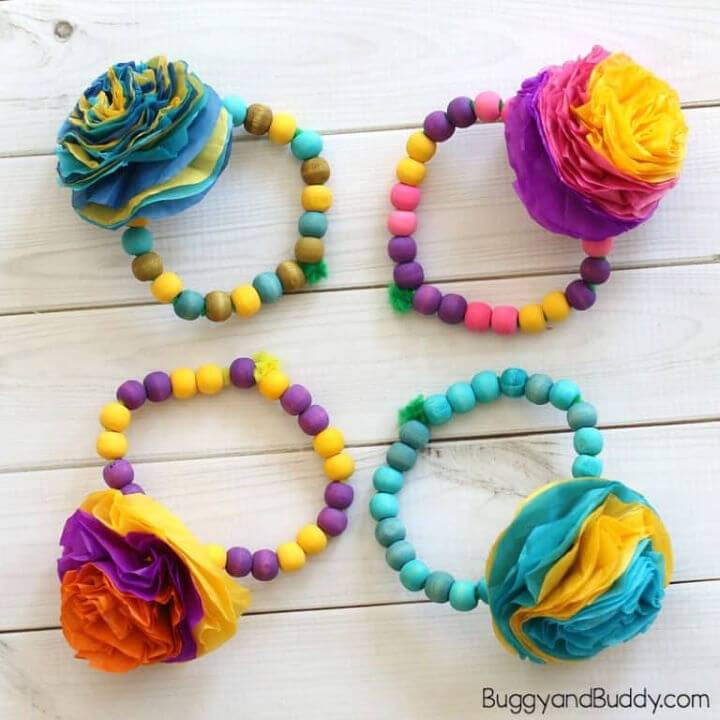 DIY Tissue Paper Flower Bracelet Craft for Kids