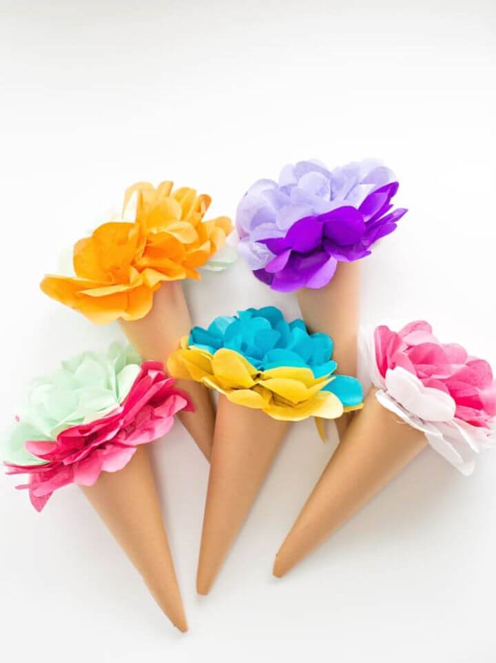 DIY Tissue Paper Ice Cream Cone Flowers