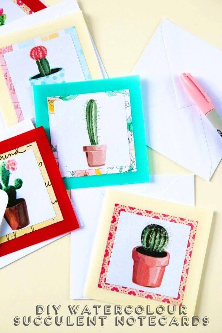 DIY Watercolour Succulent Notecards, Creative Handmade Birthday Cards
