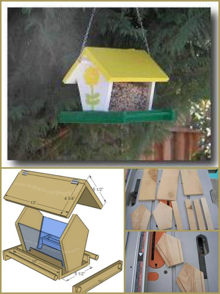 hand-built wooden bird feeder