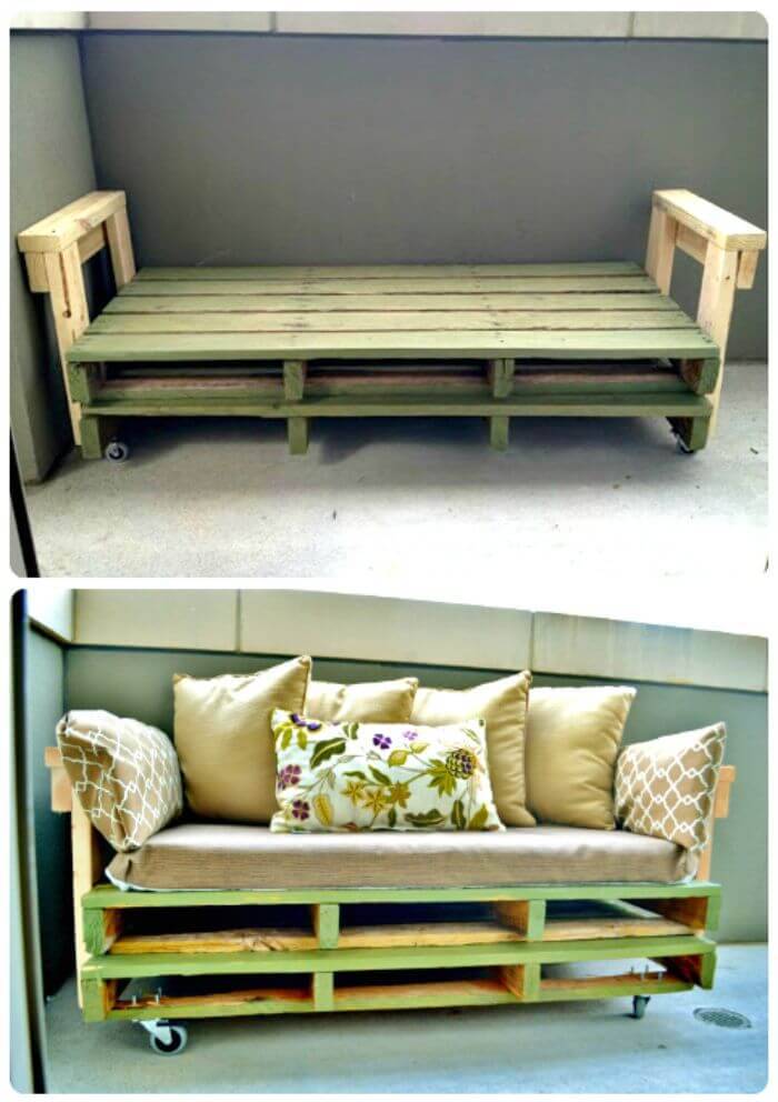 Repurposed Pallet Sofa - Wooden Pallet Sitting Furniture Projects