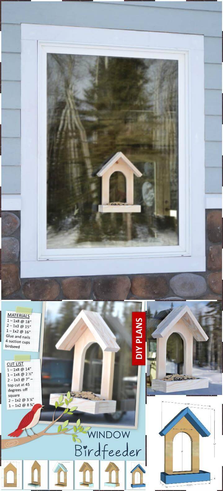 handcrafted wooden window bird feeder