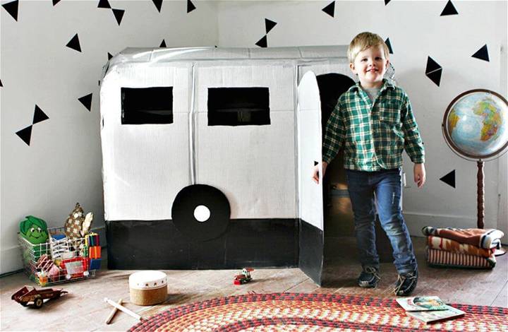 DIY Cardboard Camper Playhouse for Kids 