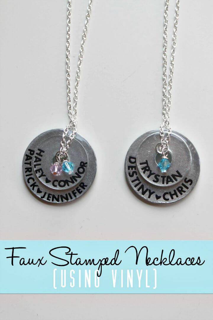 Easy DIY Faux Stamped Necklaces - Mothers Day Gifts
