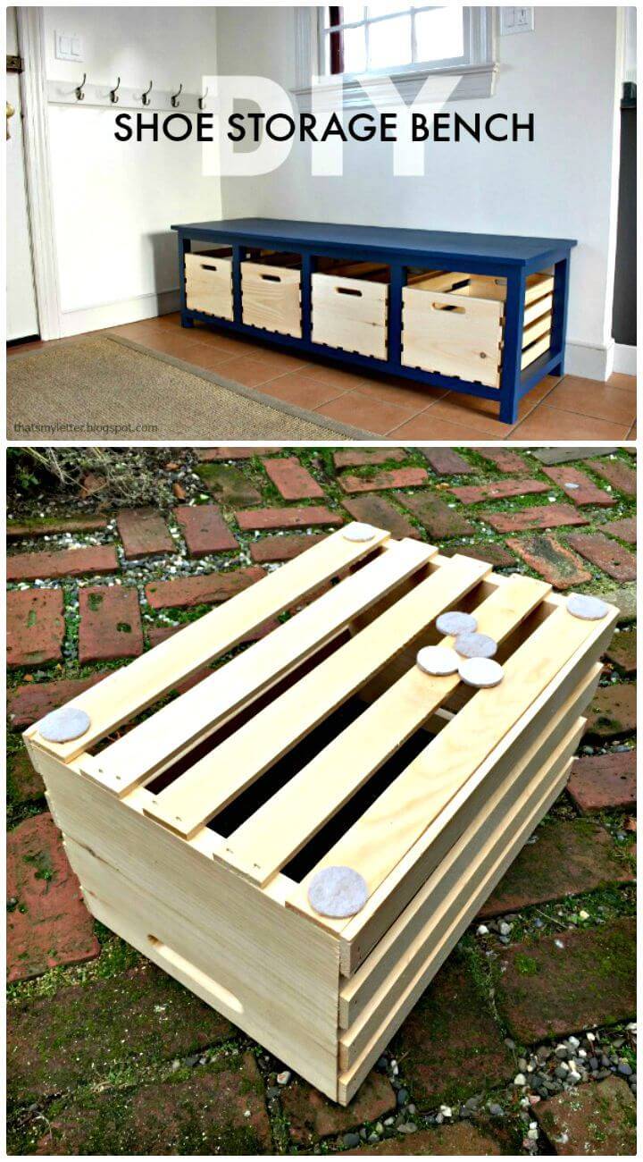 Easy How to DIY Shoe Storage Bench Tutorial