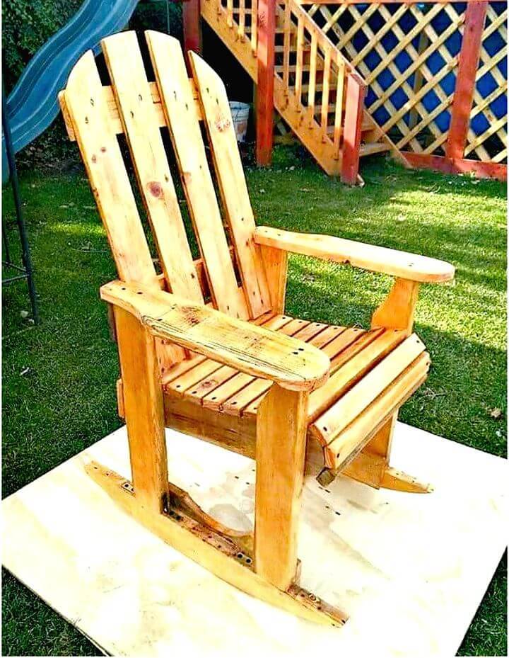 Easy and Simple DIY Wood Pallets Rocking Chair Plan