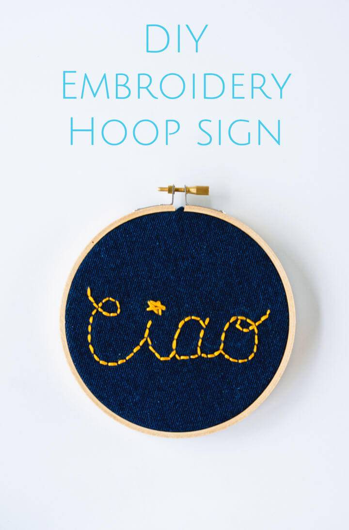 Embroidery Hoop Ciao Sign
