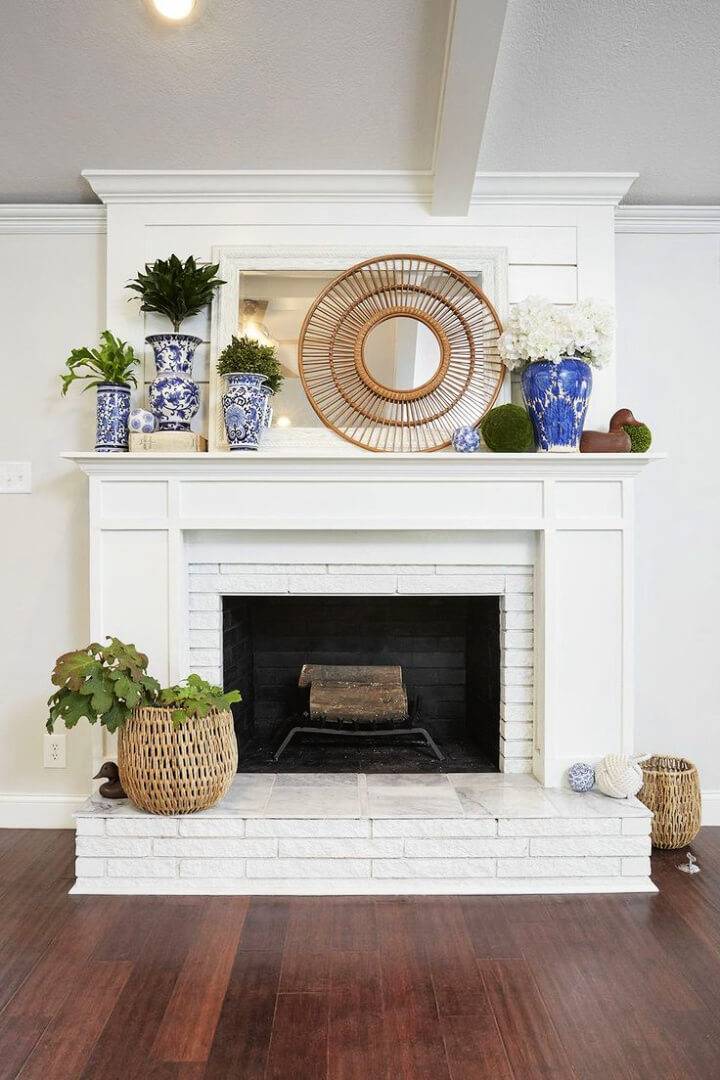 Fireplace with White Brick Surround