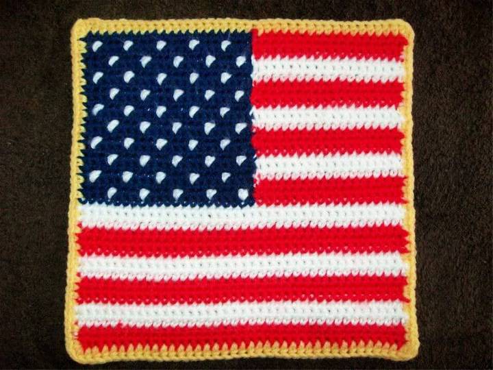 Crochet 10" American Flag Square Pattern
