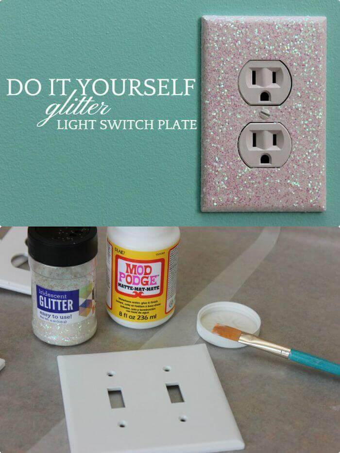 Glitter light switch plates and outlet covers