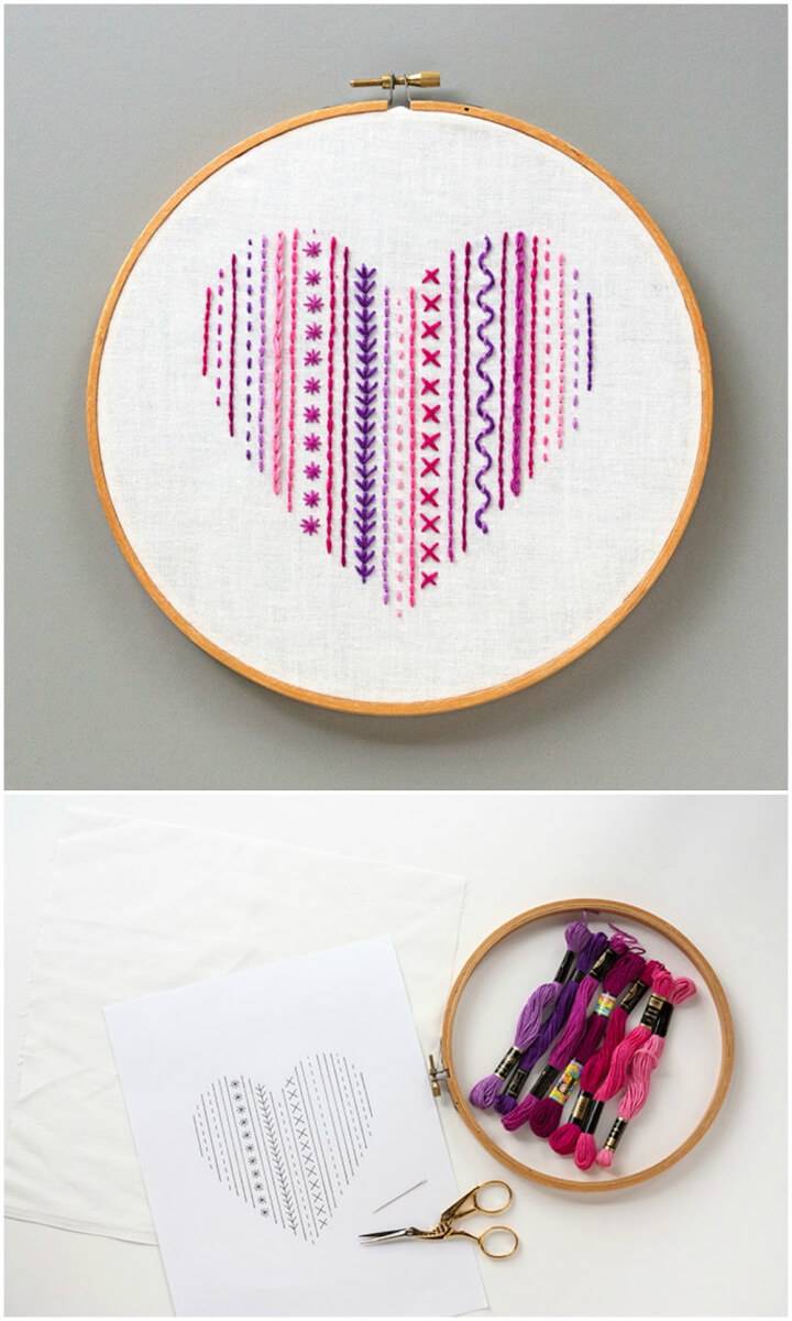Heart Embroidery Sampler for Beginners