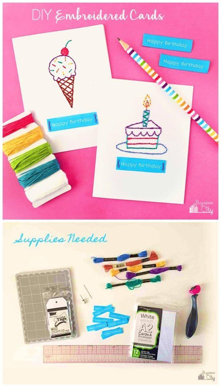 How to Make Embroidered Cards, Creative Handmade Birthday Card
