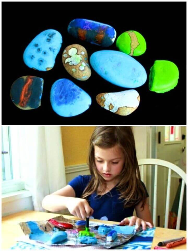 How to Make Melted Crayon Rocks, rock painting ideas for kids