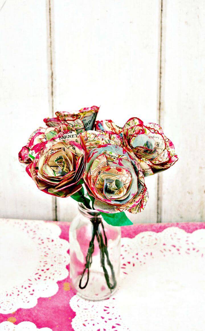 How to Make Simple but Beautiful Map Roses - DIY Mothers Day Gifts