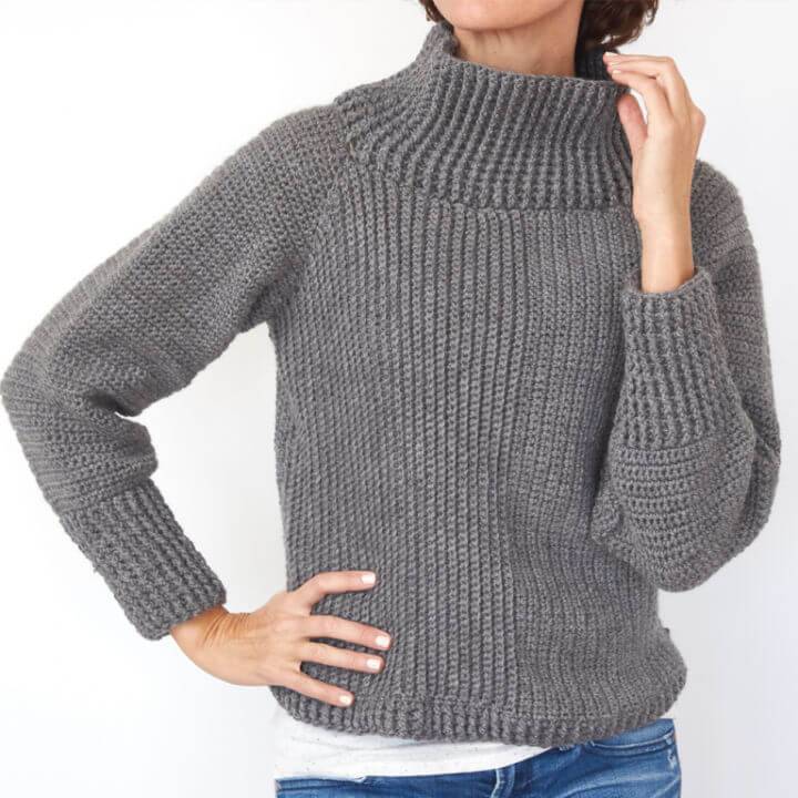How to Crochet Roll Neck Sweater - Free Pattern