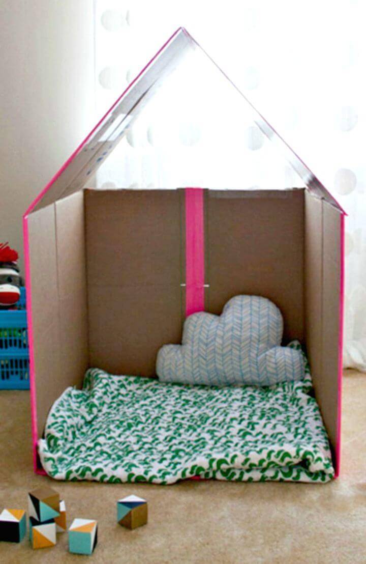 How To Turn a Plain Cardboard Box Into A Super Cool Playhouse - DIY for Kids 