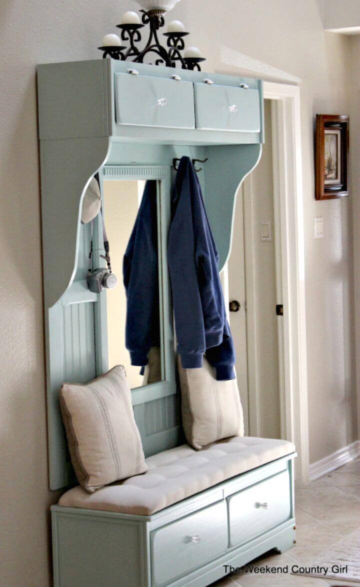 How To Turn Dresser into Mudroom Entryway Bench Tutorial
