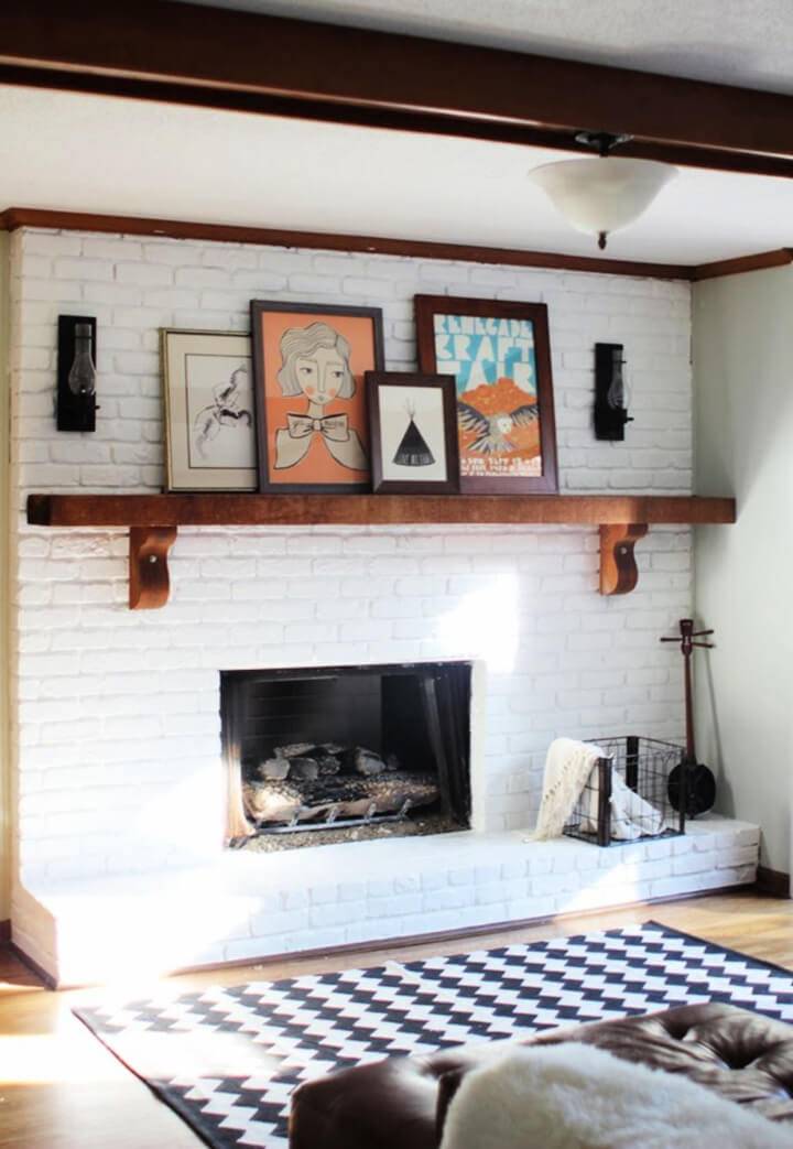 Incredible DIY White Painted Brick Fireplace