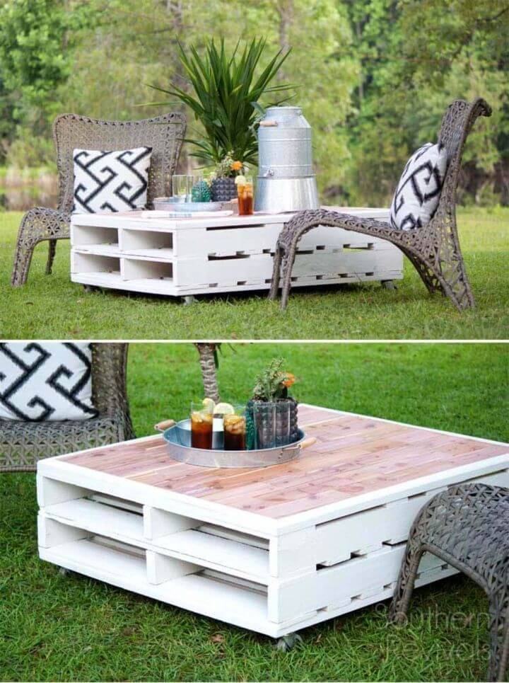 Inexpensive DIY Outdoor Pallet Coffee Table