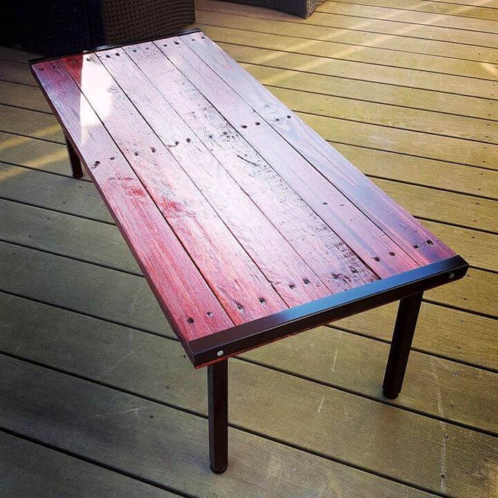 Mahogany Stained Pallet Coffee Table