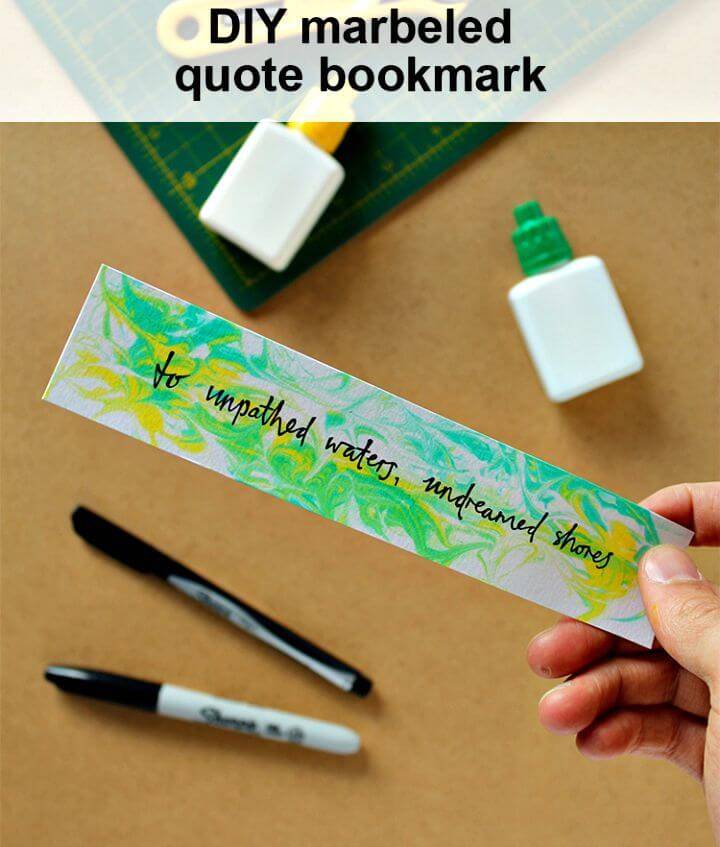 DIY Marbled Bookmark with Shaving Foam