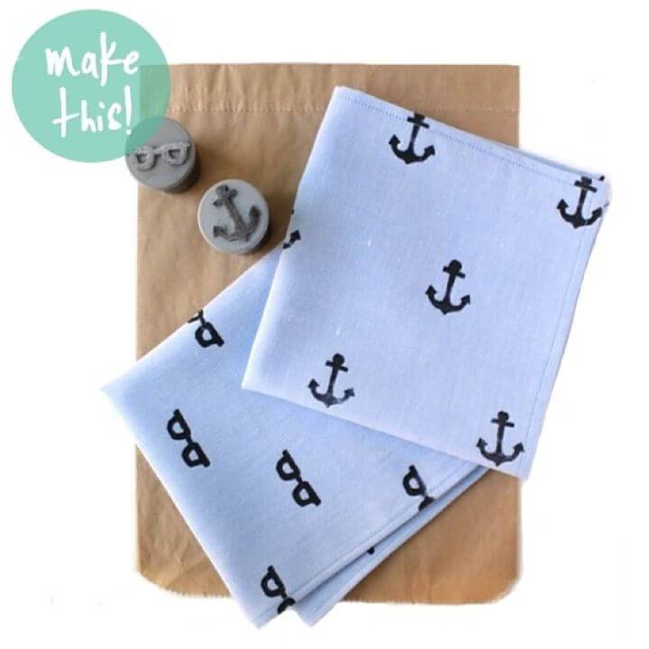 Make Hand Stamped Handkerchief for Dad