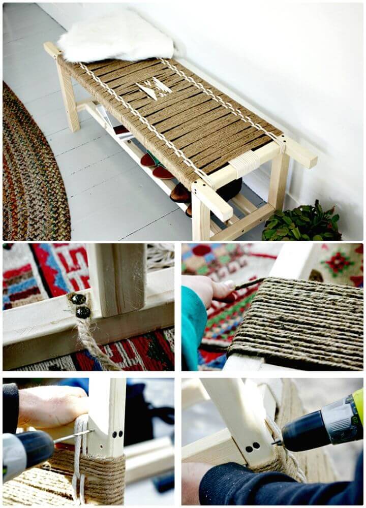 How to Make Your Own Woven Entryway Bench Tutorial