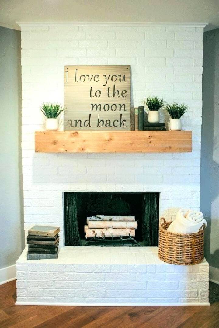 Mantel Over a White Brick Fireplace