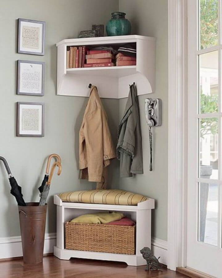 Mini Corner Storage Bench for Small Entryway