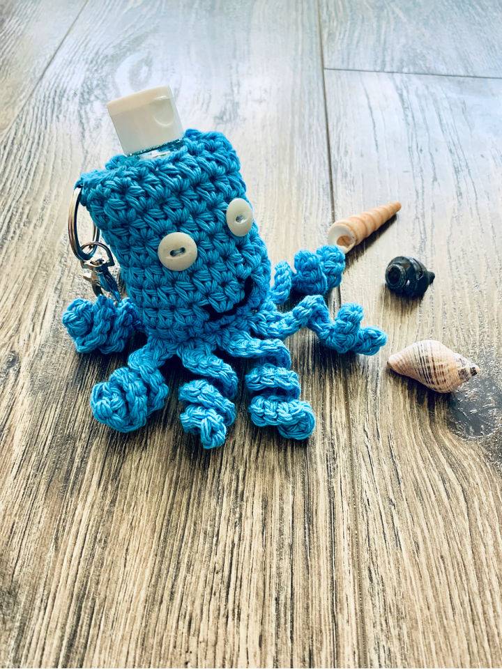 Octopus Hand Sanitizer Crochet Keychain Pattern