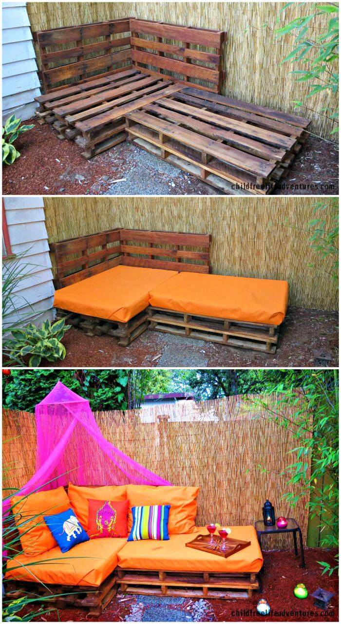 DIY Pallet Sectional Outdoor Sofa - Pallet Patio Sofa