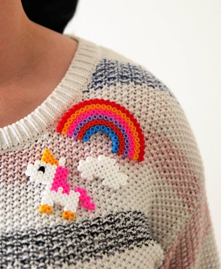 DIY Perler Bead Rainbow and Unicorn Brooches