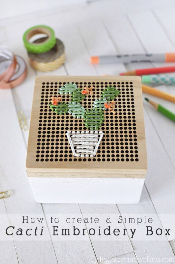 Pretty DIY Cacti Embroidery Box
