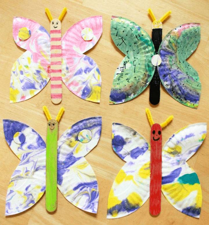 Quick and Easy Marbled Paper Plate Butterfly