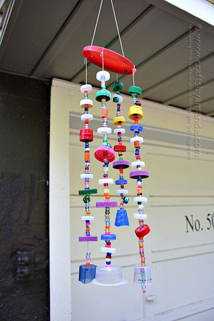 Easy Recycled Plastic Lid Wind Chime Tutorial