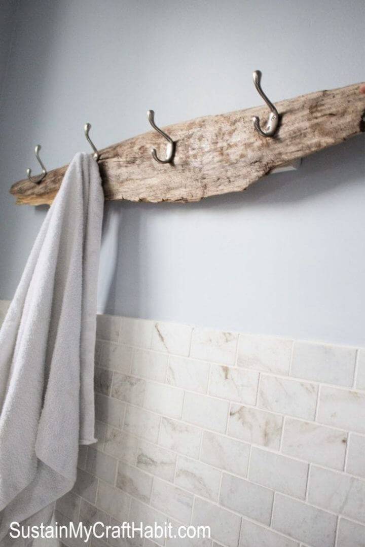 Rustic DIY Driftwood Towel Rack
