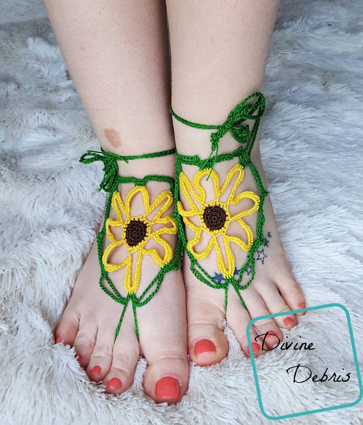 Crochet Sunflower Barefoot Sandals Pattern