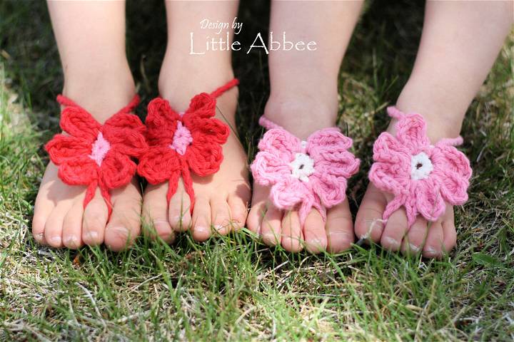 Toe Flower Crochet Barefoot Sandals Pattern